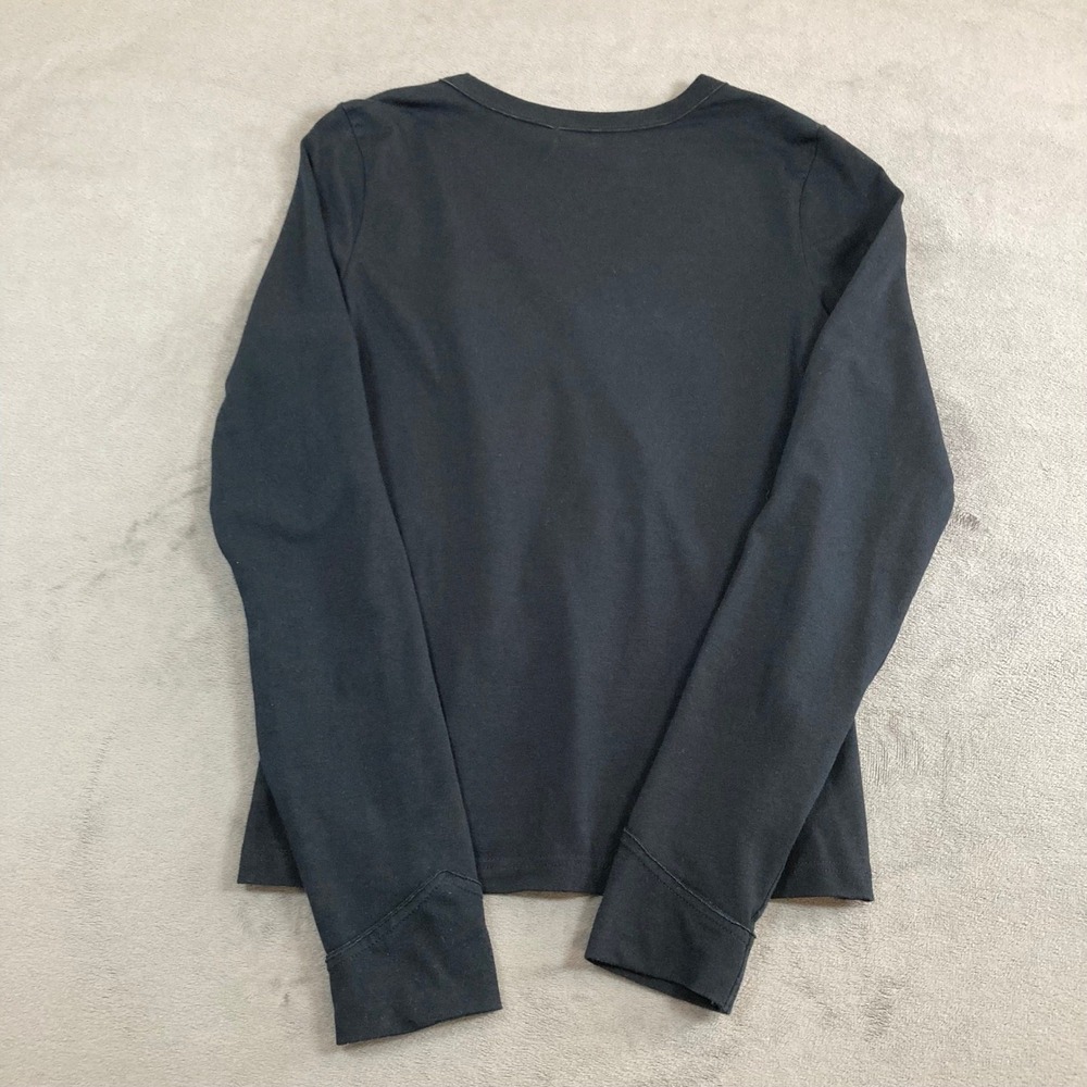Burberry London Womens Black V-Neck Long Sleeve Nova Check Shoulder Top Small - Picture 4 of 7